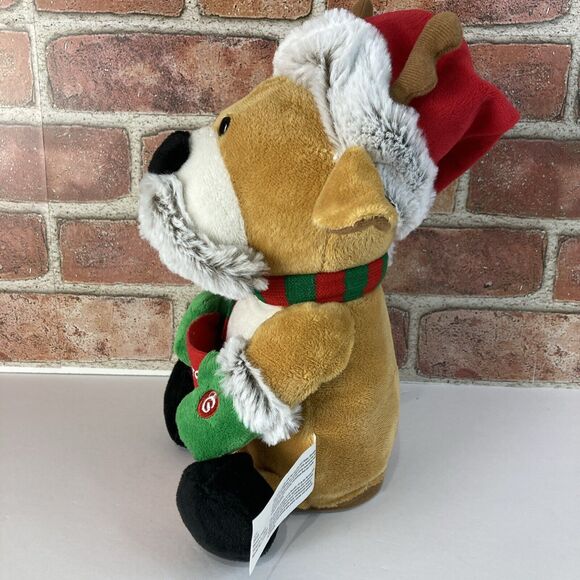 Gemmy Animated Mustachioed Reindeer Singing Up On The Housetop Christmas Holiday - Picture 4 of 8